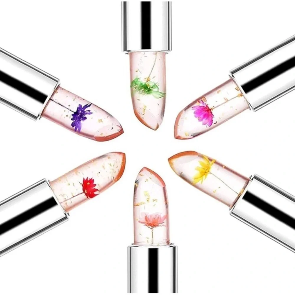 One Gold Foil Flower Color Changing Pink Lipgloss, Black, Silver
